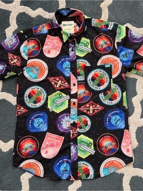 RSVLTS Rick And Morty Men's Medium Touricks Attraction Kunuflex Button Down